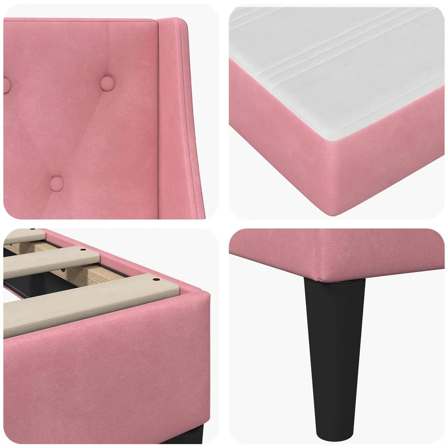 Cadre de lit avec matelas Rose 180 x 200 cm Velours - 9