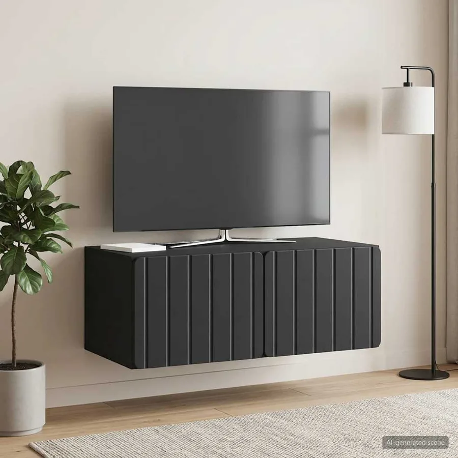 Meuble TV mural 78,5 x 41 x 30 cm Noir Bois d'ingénierie - 4