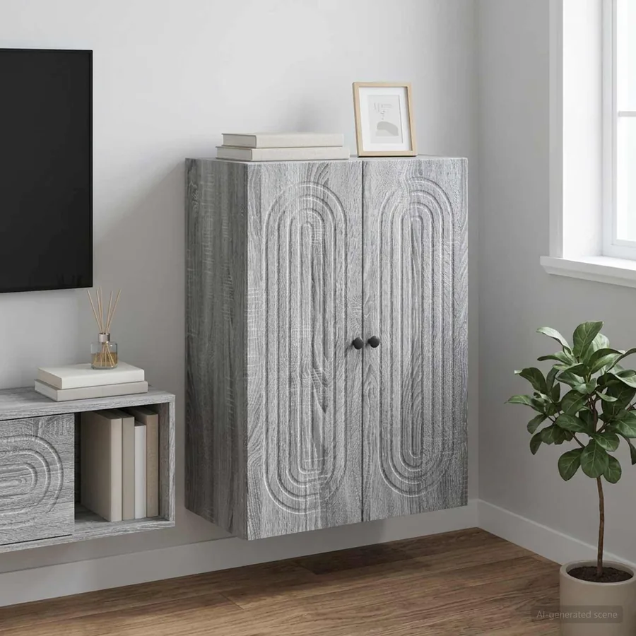 Armoire Murale Sonoma gris 66 x 34,5 x 90 cm Bois d'ingénierie
