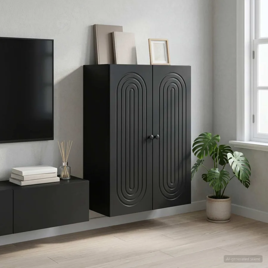 Armoire Murale Noir 66 x 34,5 x 90 cm Bois d'ingénierie