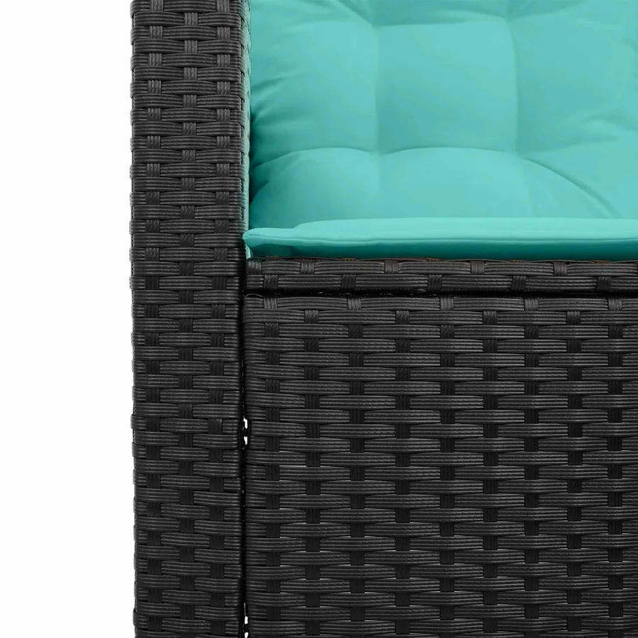 Canapé de jardin 2 pcs Noir et turquoise Poly rotin - 9