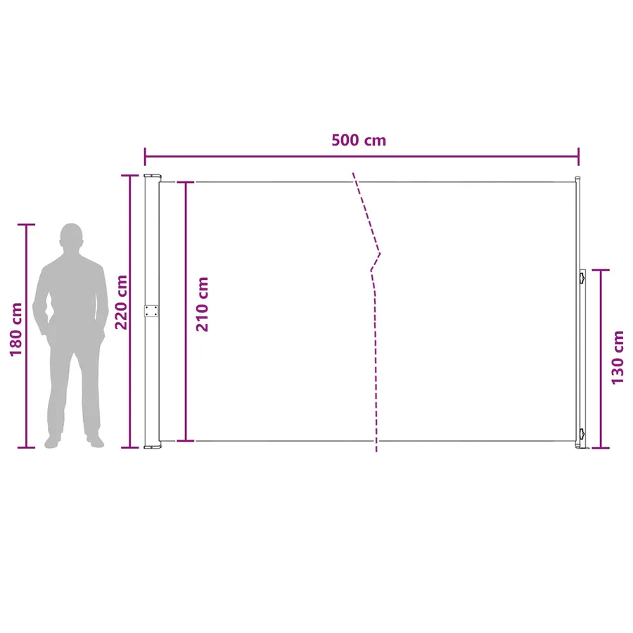 Store latéral rétractable 220 x 500 cm 100% polyester fer acier - 7