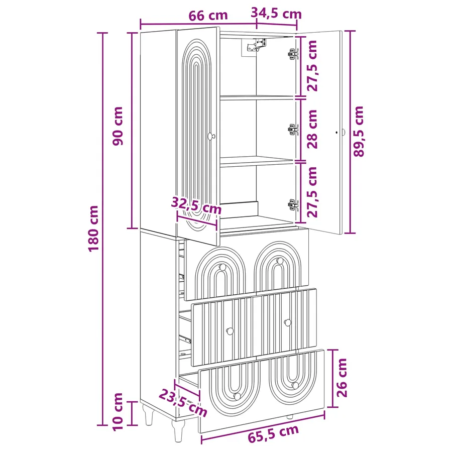 Ensemble de Meubles 2 pcs 66 x 34,5 x 90 cm Bois d'ingénierie - 9