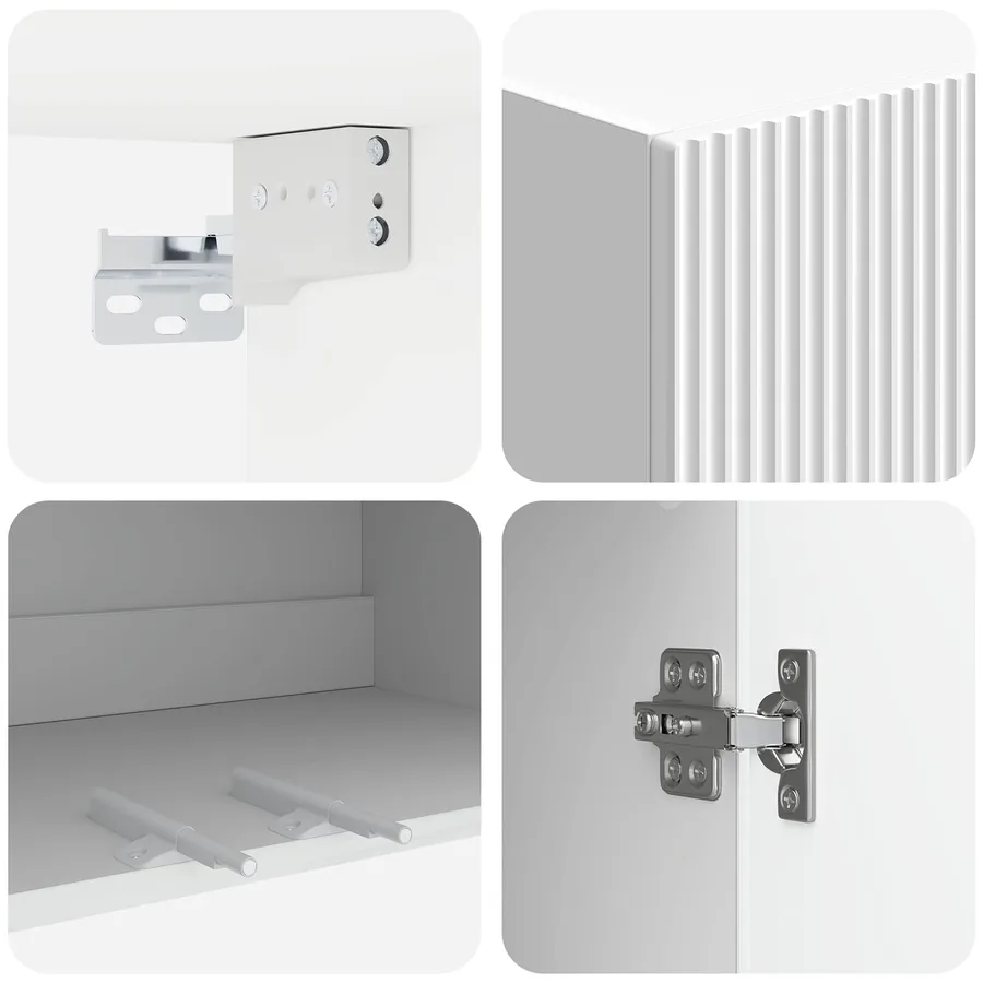 Armoire Murale Blanc brillant 66 x 34,5 x 90 cm - 7