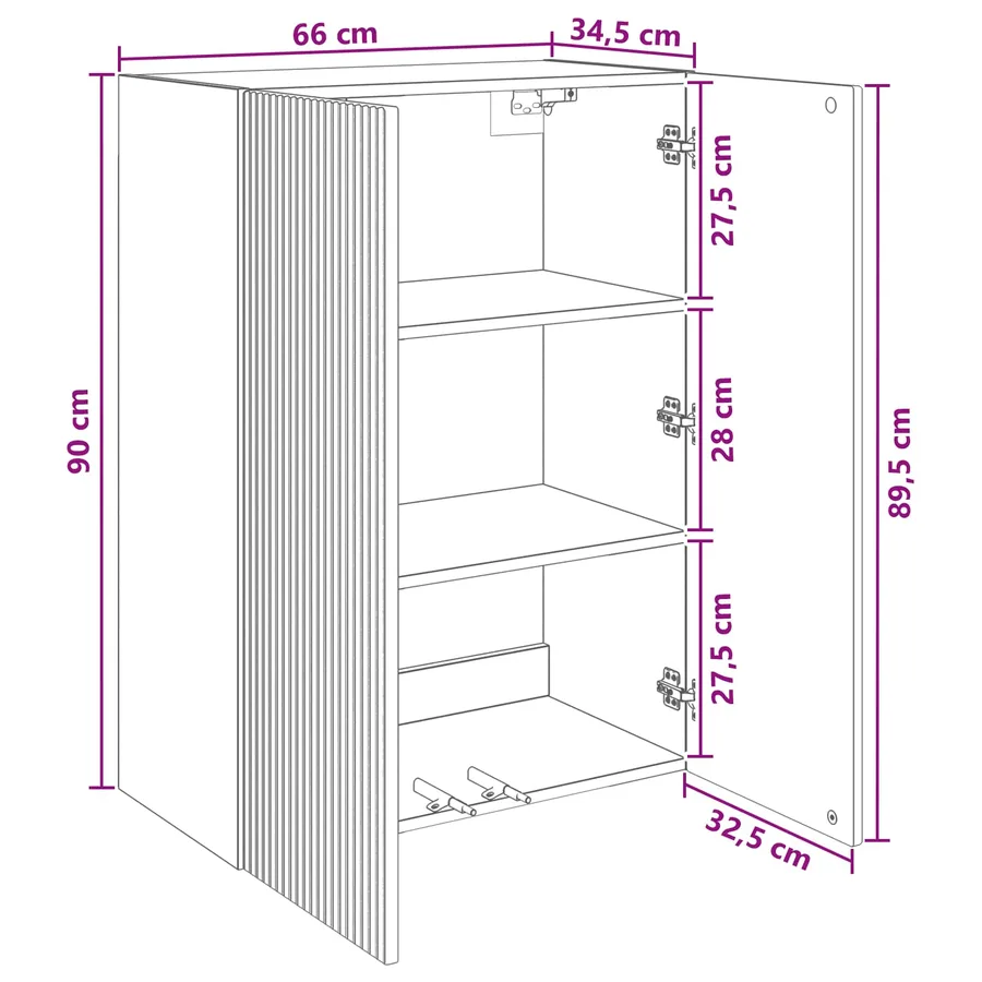 Armoire Murale Blanc brillant 66 x 34,5 x 90 cm - 9