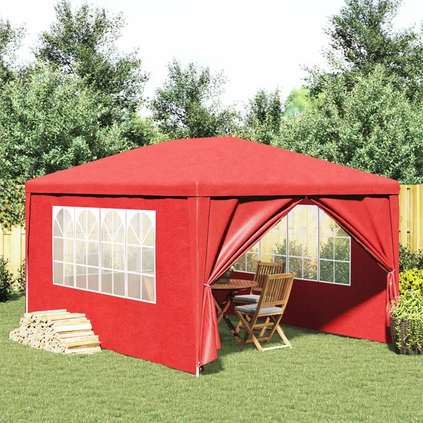 Tente de fête 400 x 300 x 255 cm Rouge PE et acier
