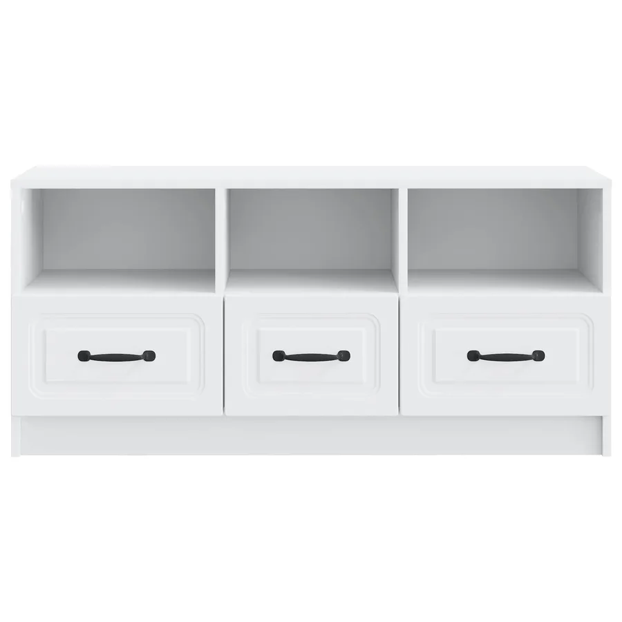 Meuble TV Blanc 102 x 34,5 x 47 cm Bois d'ingénierie - 6