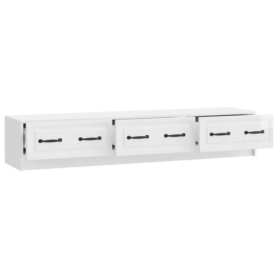 Meuble TV Blanc brillant 147 x 34,5 x 27 cm Bois d'ingénierie - 5