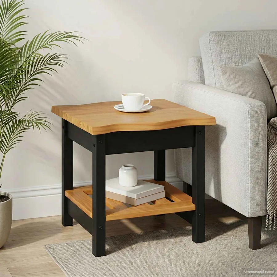 Table d'appoint EKAI Noir 50 x 50 x 45,5 cm Bois de pin massif