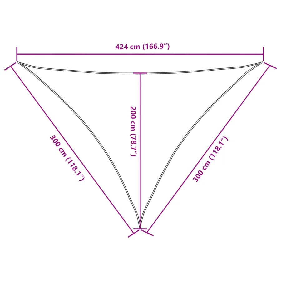 Voile de parasol tissu oxford triangulaire 3x3x4,24 m beige - 10