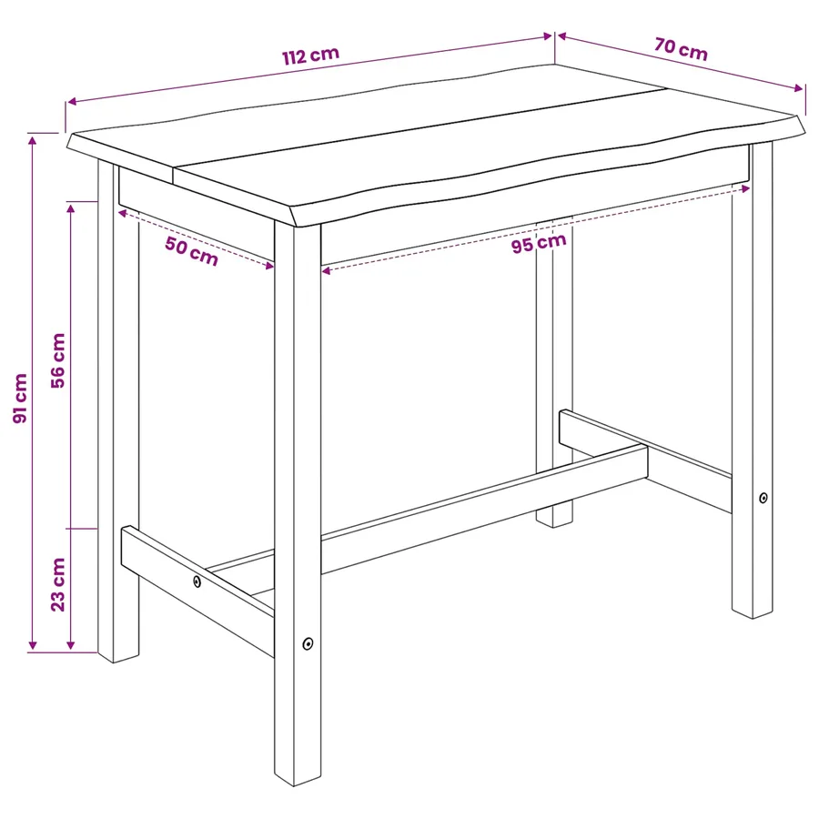 Table haute EKAI Blanc 112 x 70 x 91 cm Bois de pin massif - 9