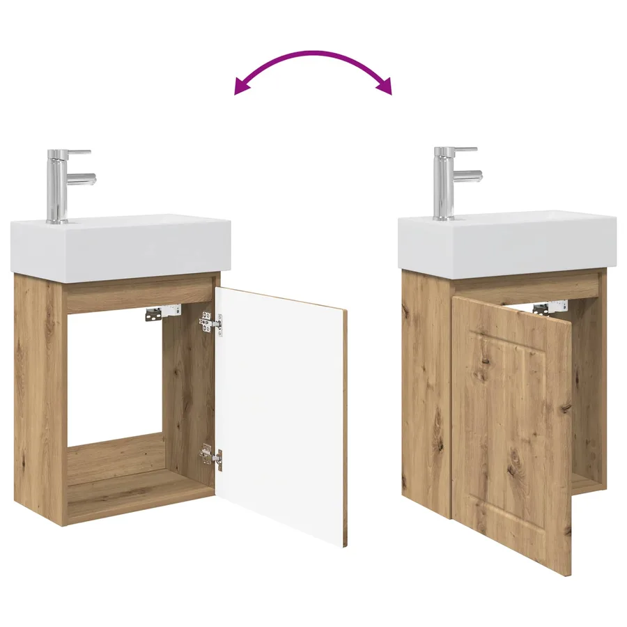 Meuble de salle de bain avec robinet Chêne artisanal - 9