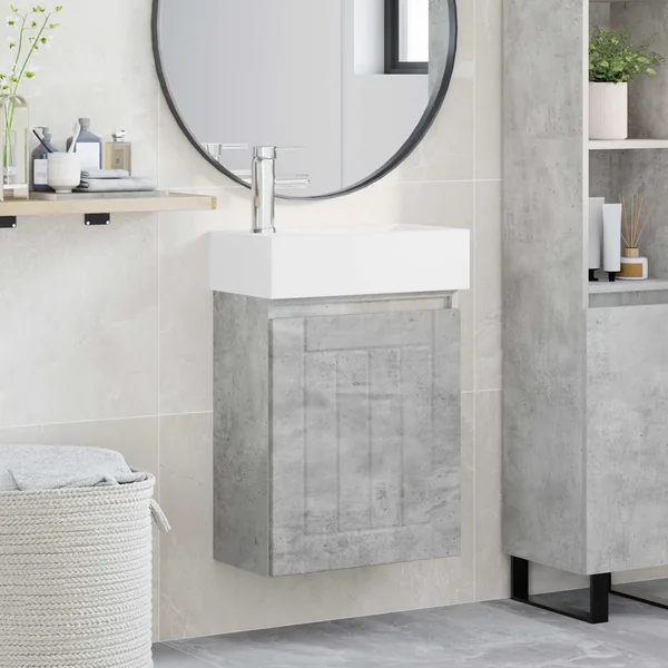 Meuble de salle de bain avec robinet Gris béton