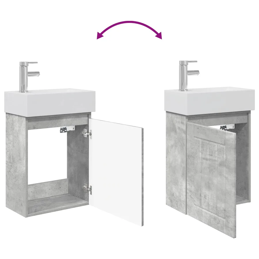 Meuble de salle de bain avec robinet Gris béton - 9