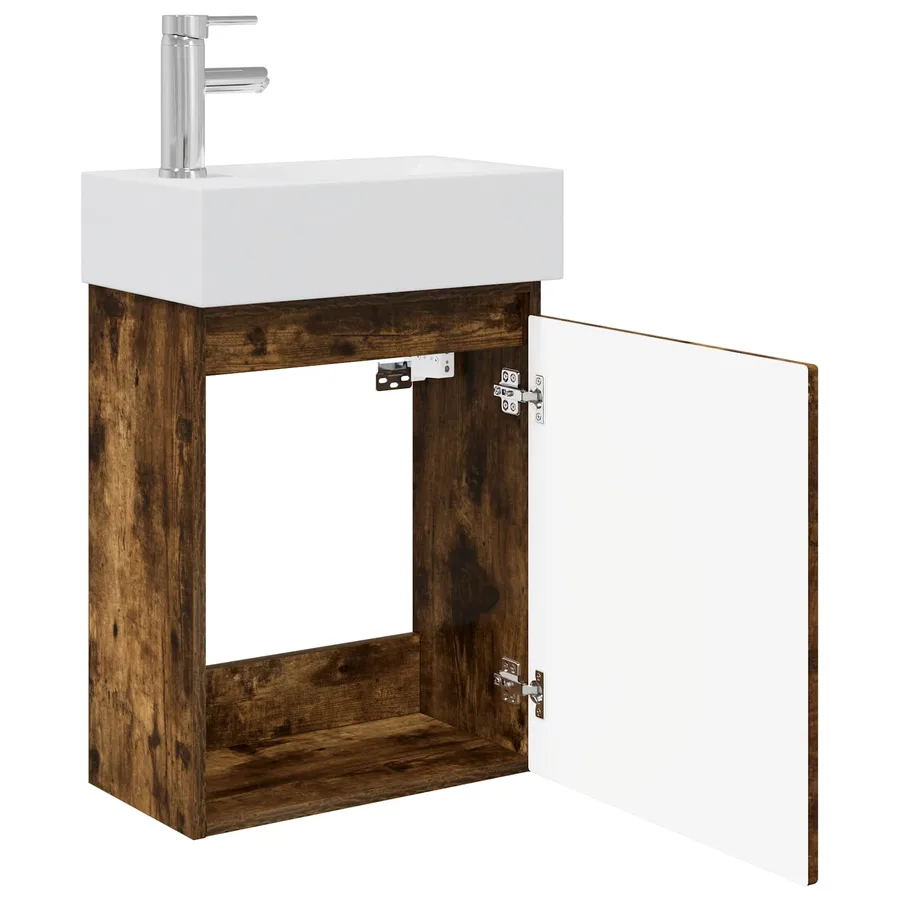 Meuble de salle de bain avec robinet Chêne fumé - 4