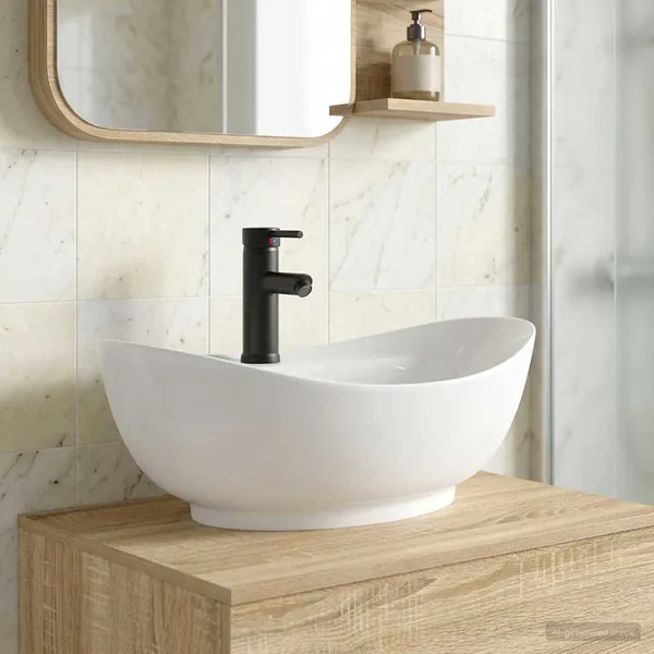 Lavabo de salle de bains Noir Mat 59 x 35 x 21 cm métal