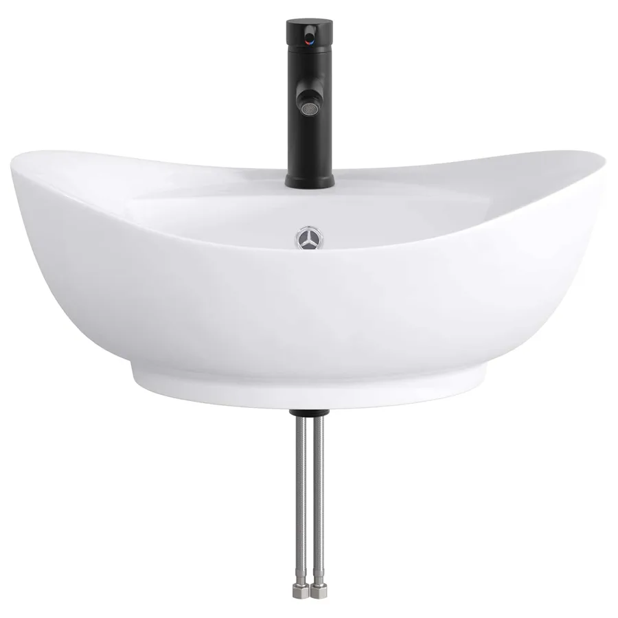 Lavabo de salle de bains Noir Mat 59 x 35 x 21 cm métal - 4