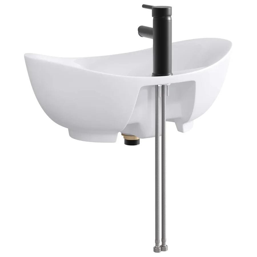 Lavabo de salle de bains Noir Mat 59 x 35 x 21 cm métal - 6
