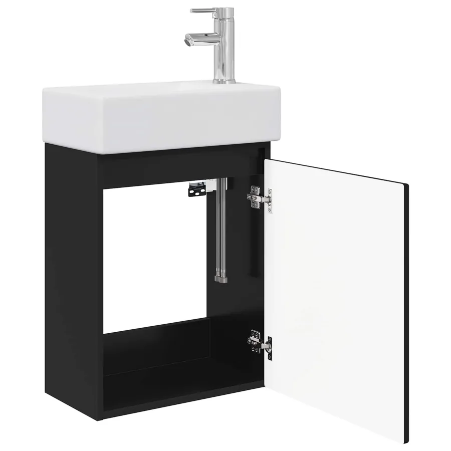 Meuble de salle de bain avec robinet Noir 45,5 x 22,5 x 84 cm - 4
