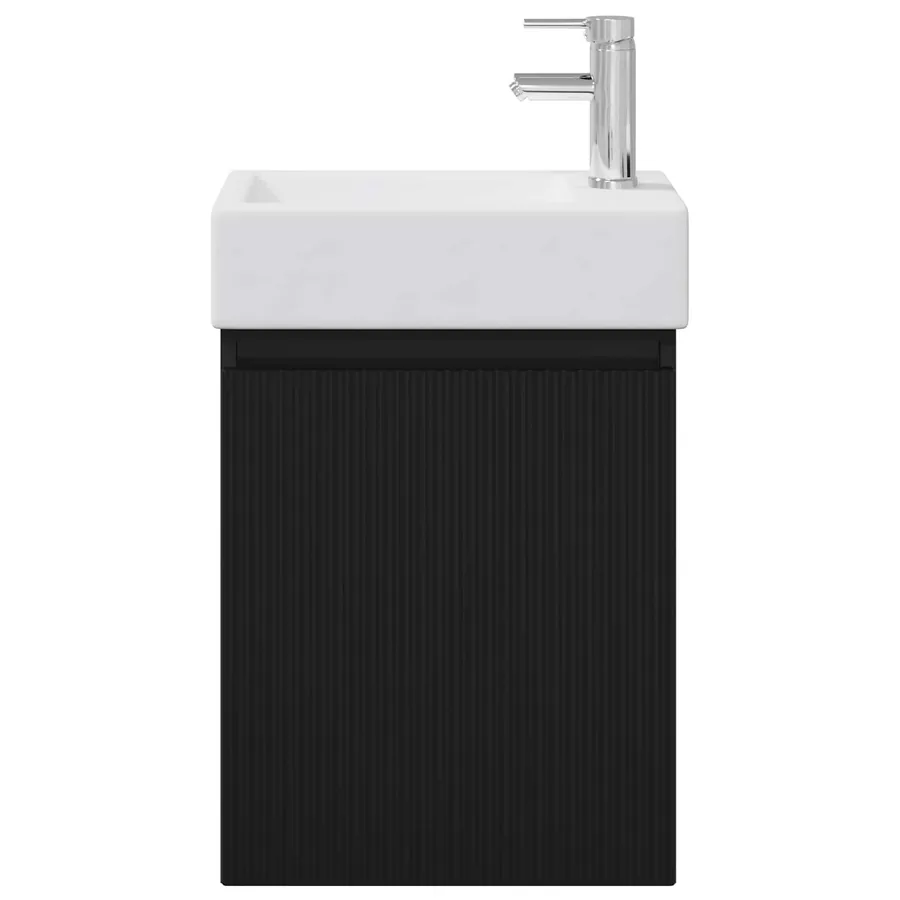 Meuble de salle de bain avec robinet Noir 45,5 x 22,5 x 84 cm - 5