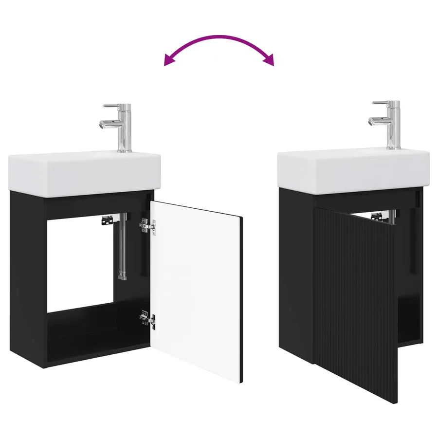 Meuble de salle de bain avec robinet Noir 45,5 x 22,5 x 84 cm - 9