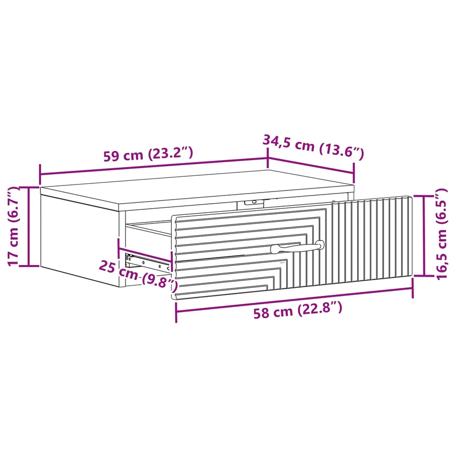 Table d'appoint murale Blanc 59 x 34,5 x 17 cm - 9