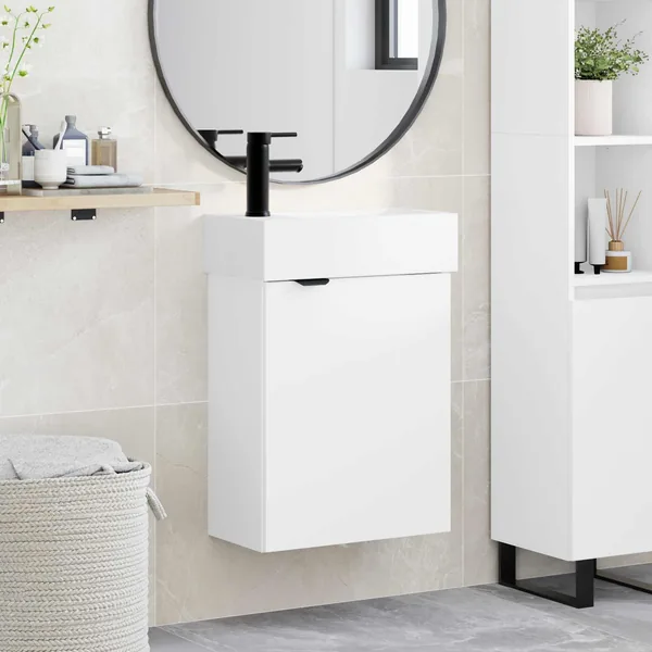 Meuble de salle de bain avec robinet Blanc 45,5 x 22,5 x 84 cm
