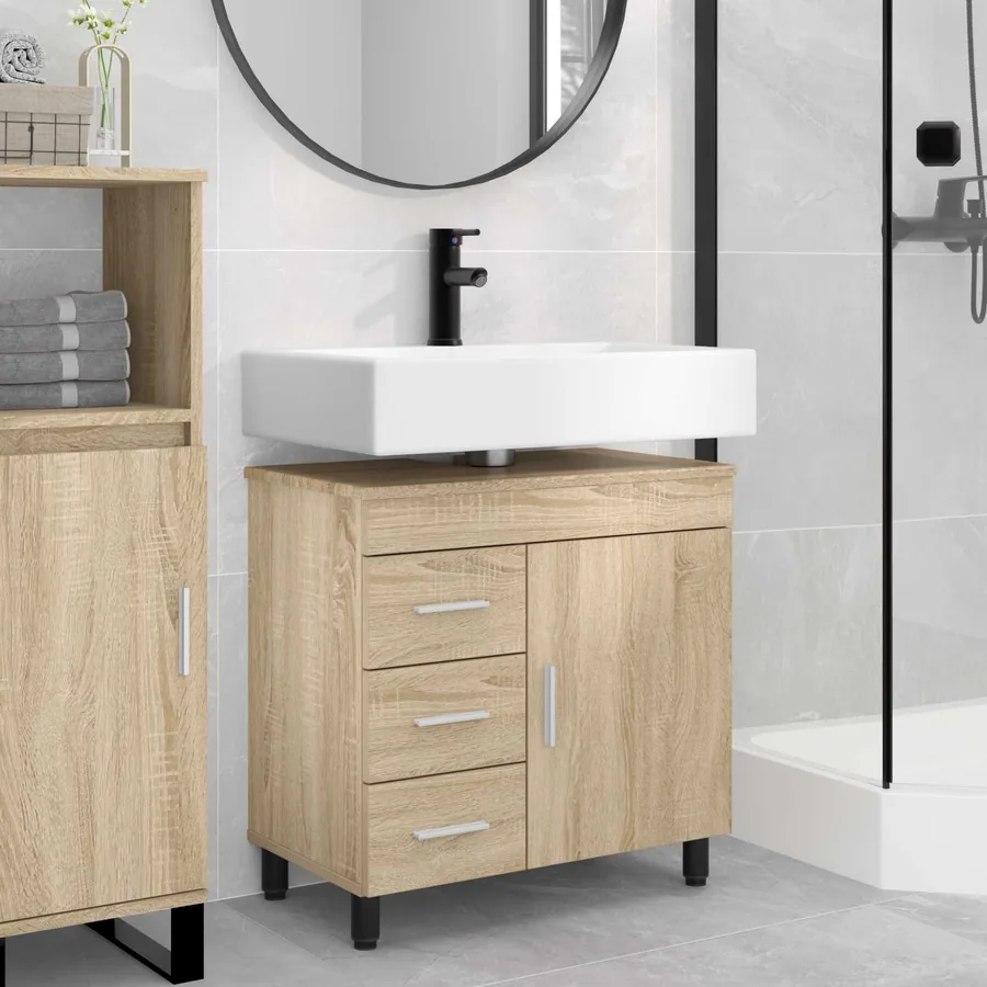 Unité de vanité de salle de bain Chêne Sonoma 60 x 35 x 60 cm