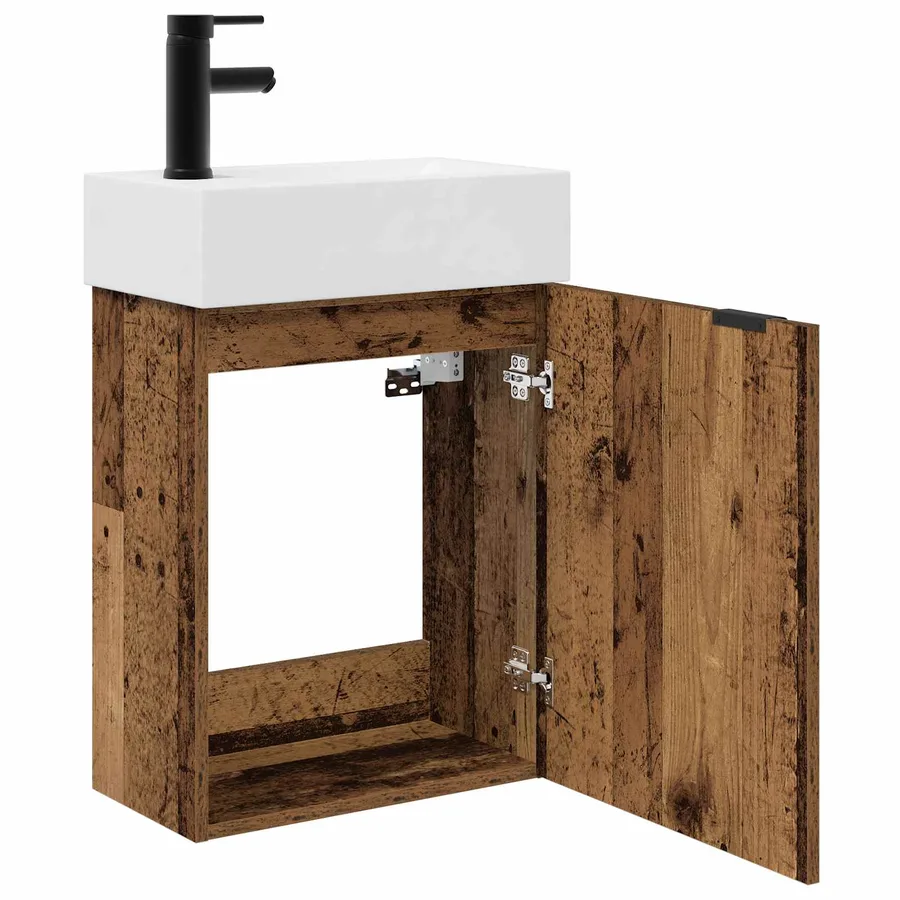 Meuble de salle de bain avec robinet Bois ancien - 4