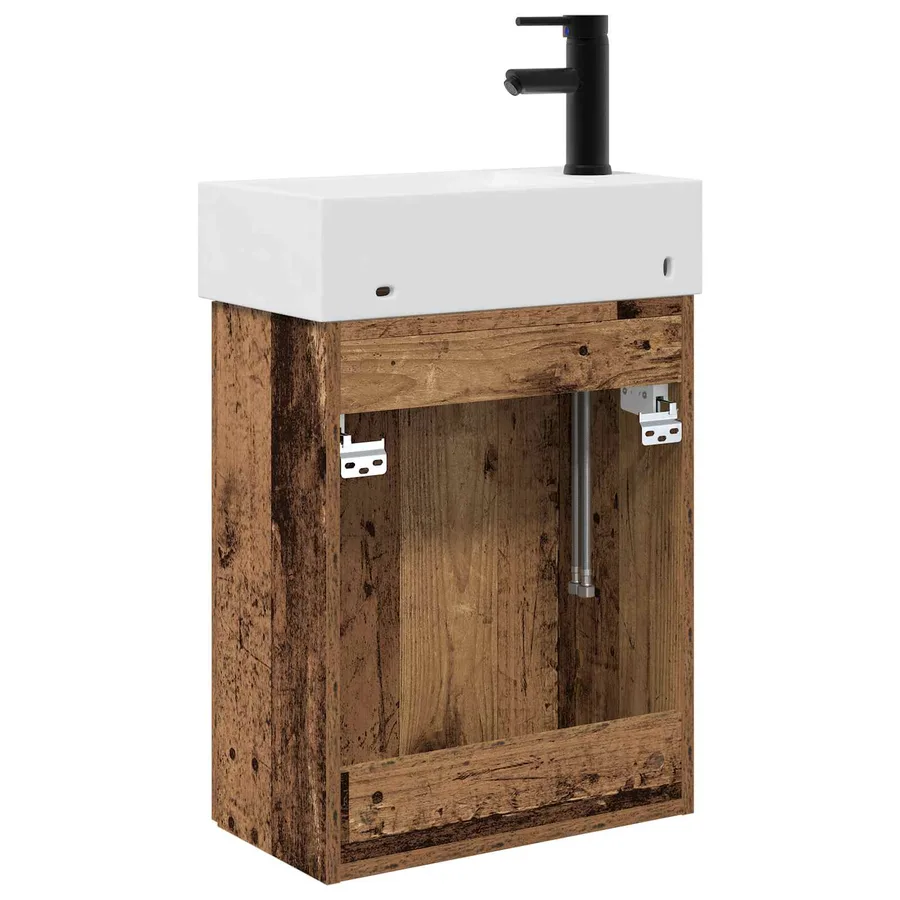 Meuble de salle de bain avec robinet Bois ancien - 7