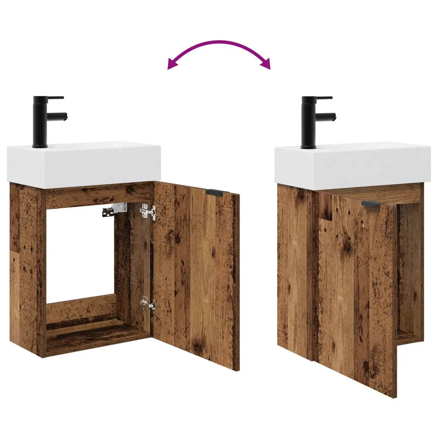 Meuble de salle de bain avec robinet Bois ancien - 9