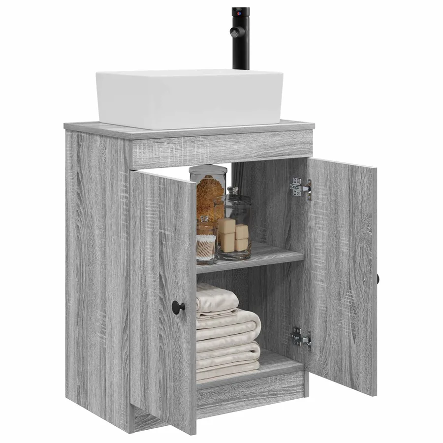 Meuble de salle de bain avec évier Sonoma gris 54 x 35 x 83 cm - 3