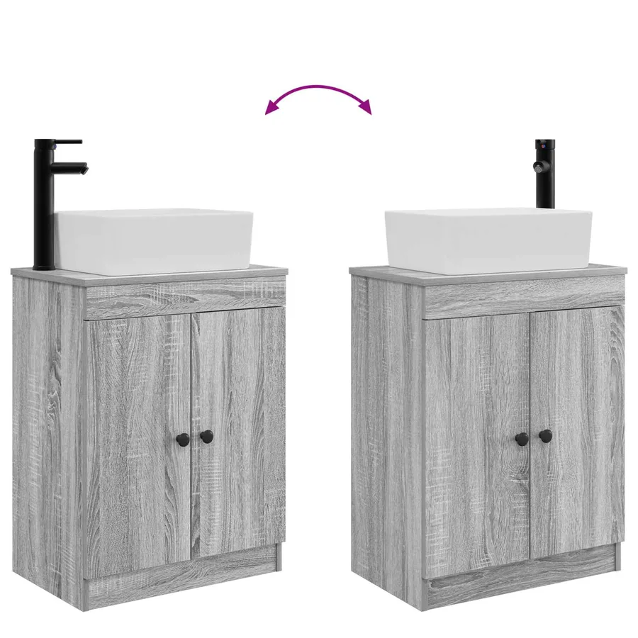 Meuble de salle de bain avec évier Sonoma gris 54 x 35 x 83 cm - 9
