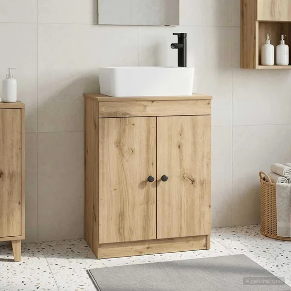 Meuble de salle de bain avec évier Chêne artisanal