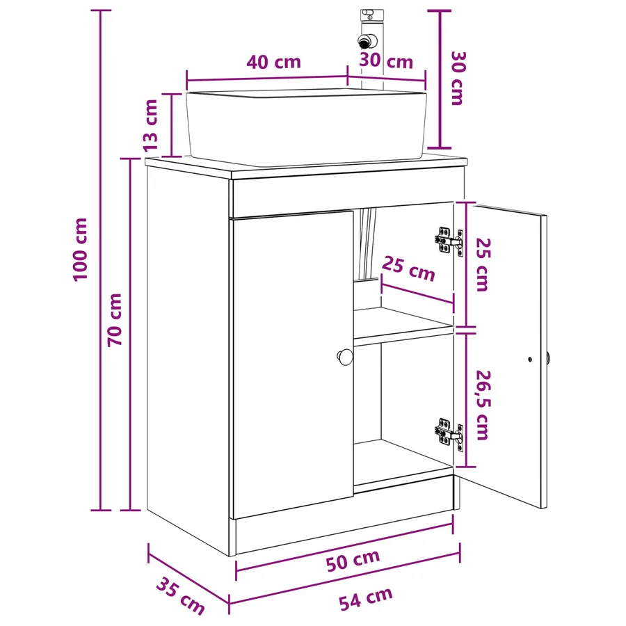Meuble de salle de bain avec évier Chêne artisanal - 11