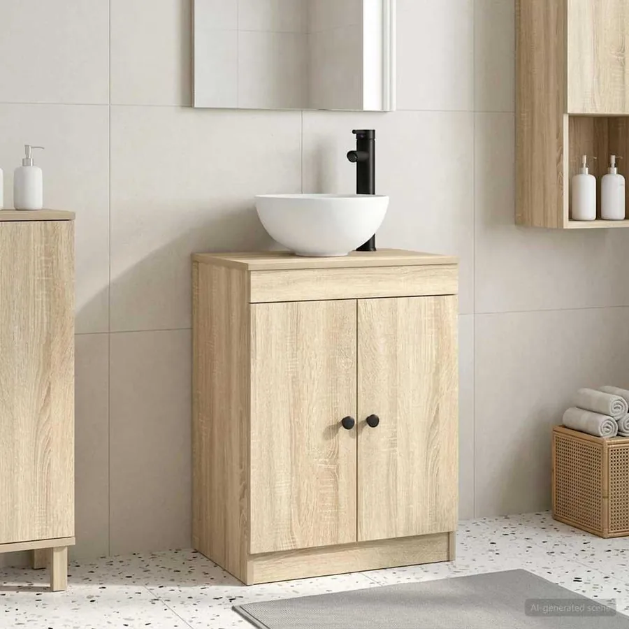 Meuble de salle de bain avec évier Chêne Sonoma 54 x 35 x 83 cm