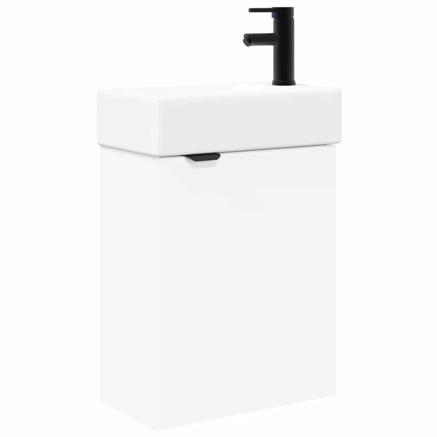 Meuble de salle de bain avec robinet Blanc 45,5 x 22,5 x 84 cm - 2