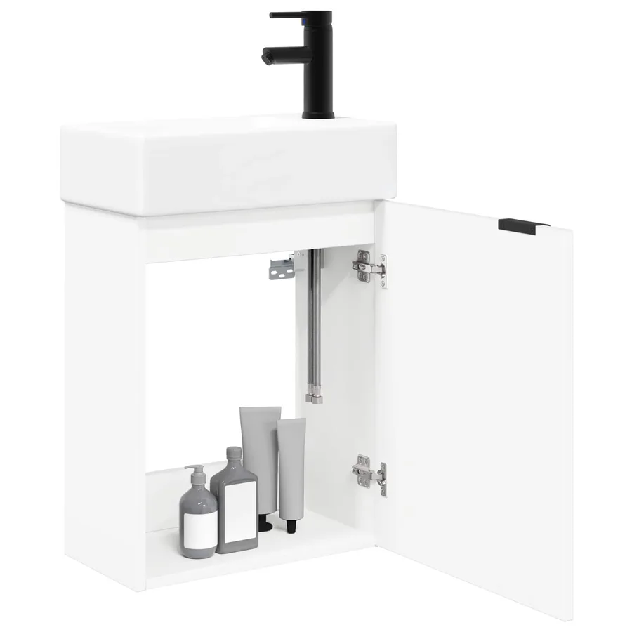 Meuble de salle de bain avec robinet Blanc 45,5 x 22,5 x 84 cm - 3