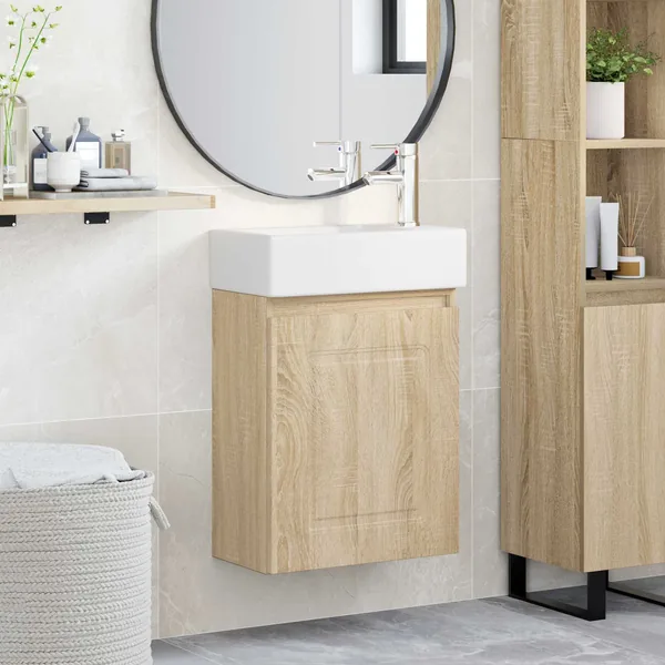 Meuble de salle de bain avec robinet Chêne Sonoma