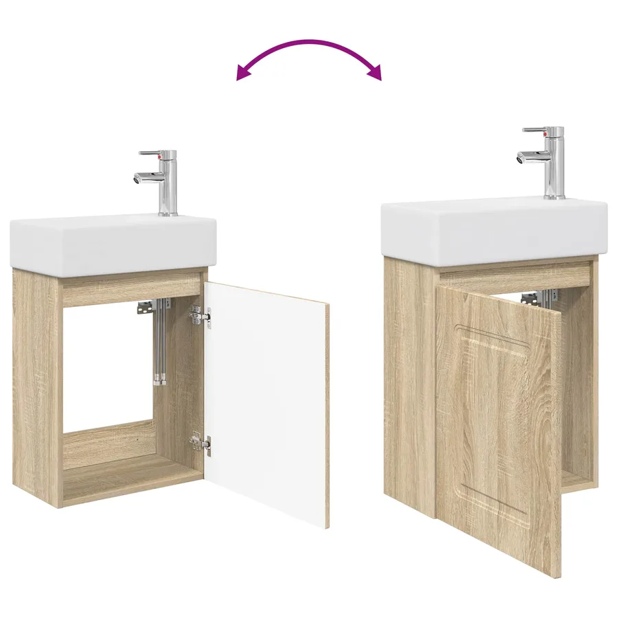 Meuble de salle de bain avec robinet Chêne Sonoma - 9