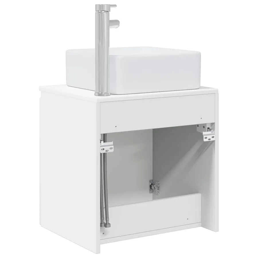 Vanité de lavabo mural Blanc brillant 53 x 35 x 63 cm - 5