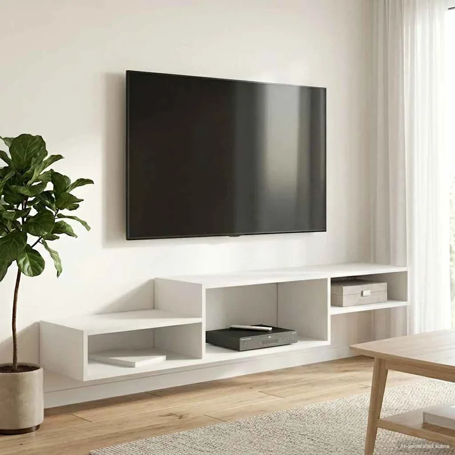 Meuble TV mural Montage mural Bois ancien 150 x 28 x 26 cm