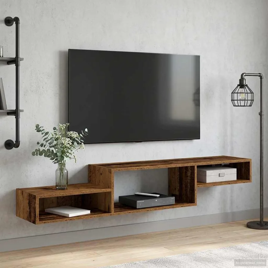Meuble TV mural Montage mural Bois ancien 150 x 28 x 26 cm - 4