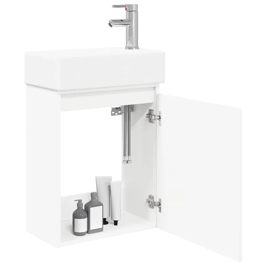 Meuble de salle de bain avec robinet Blanc 45,5 x 22,5 x 84 cm - 3
