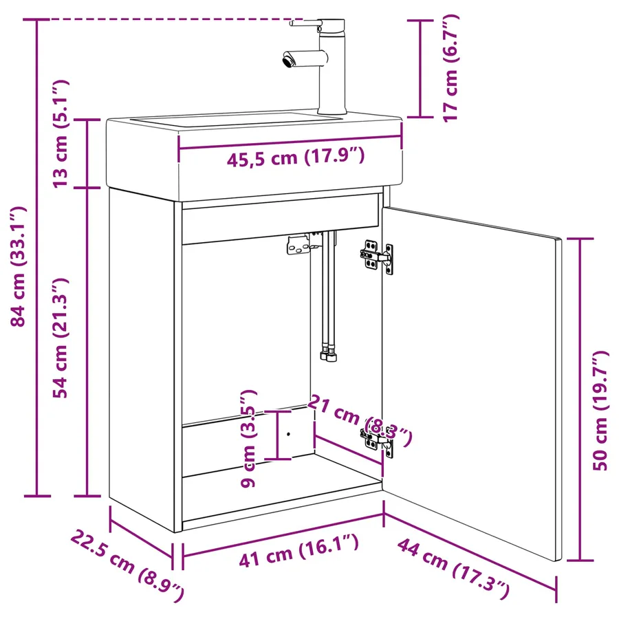 Meuble de salle de bain avec robinet Bois ancien - 10