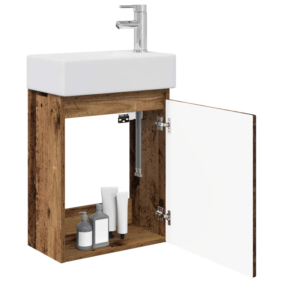 Meuble de salle de bain avec robinet Bois ancien - 3