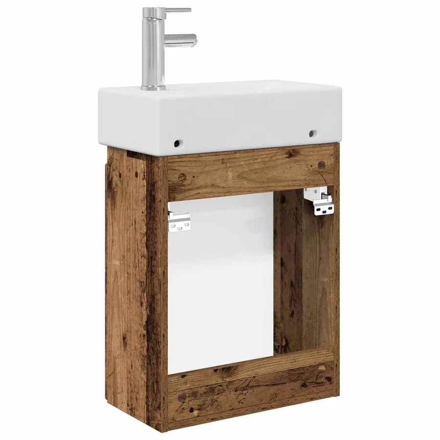 Meuble de salle de bain avec robinet Bois ancien - 7