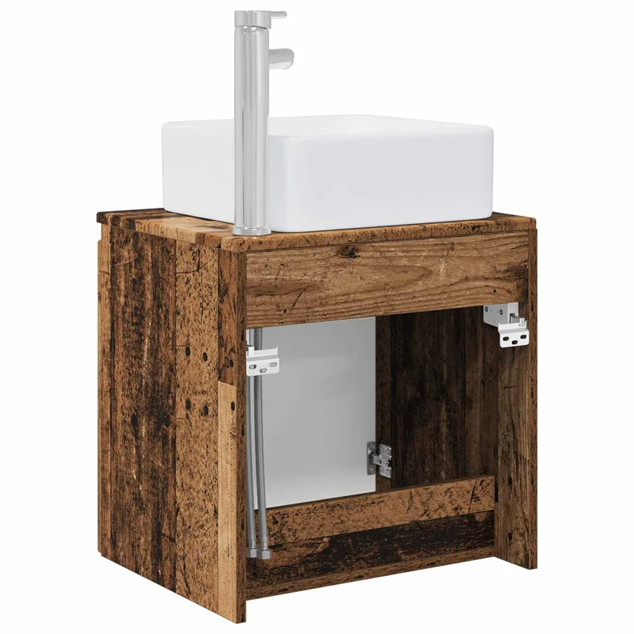 Vanité de lavabo mural Bois ancien 53 x 35 x 63 cm - 5