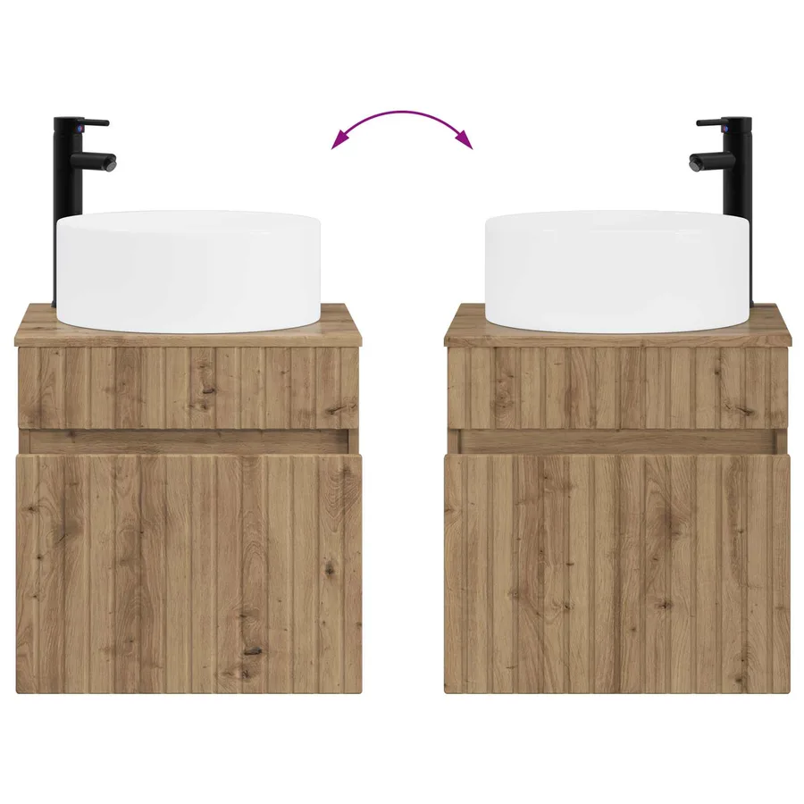 Meuble de lavabo mural Chêne artisanal 49 x 44,5 x 65,5 cm - 7