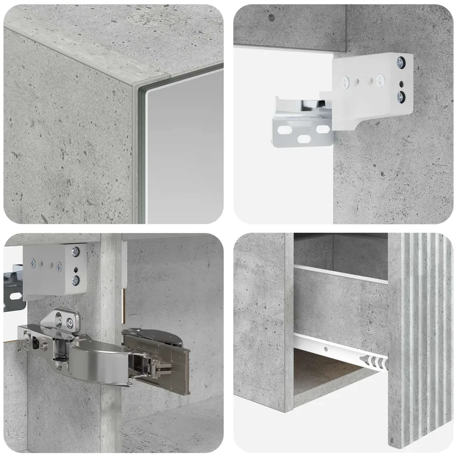 Ensemble d'armoire de salle de bain 4 pcs Gris béton - 9